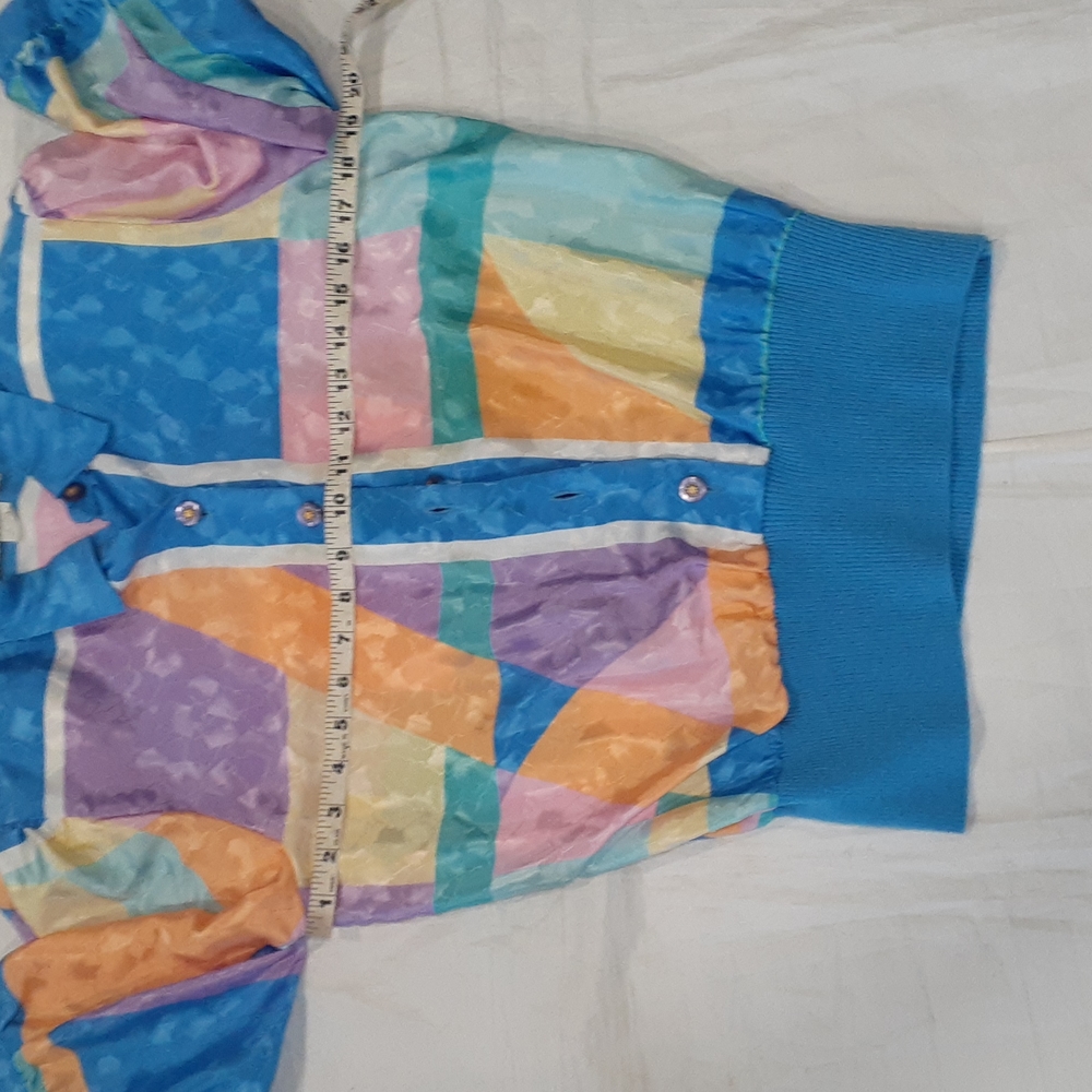 Vintage Y2k Office Siren  vibrant color blocking blouse top  size 6 - Picture 13 of 15